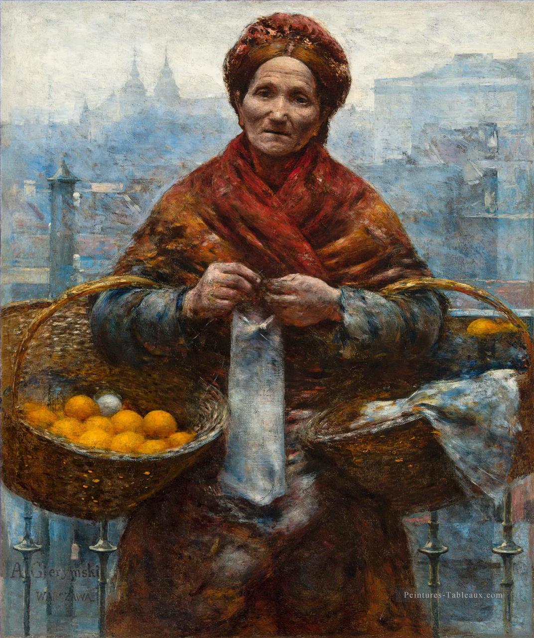 Femme juive vendant des oranges Aleksander Gierymski réalisme impressionnisme Peintures à l'huile